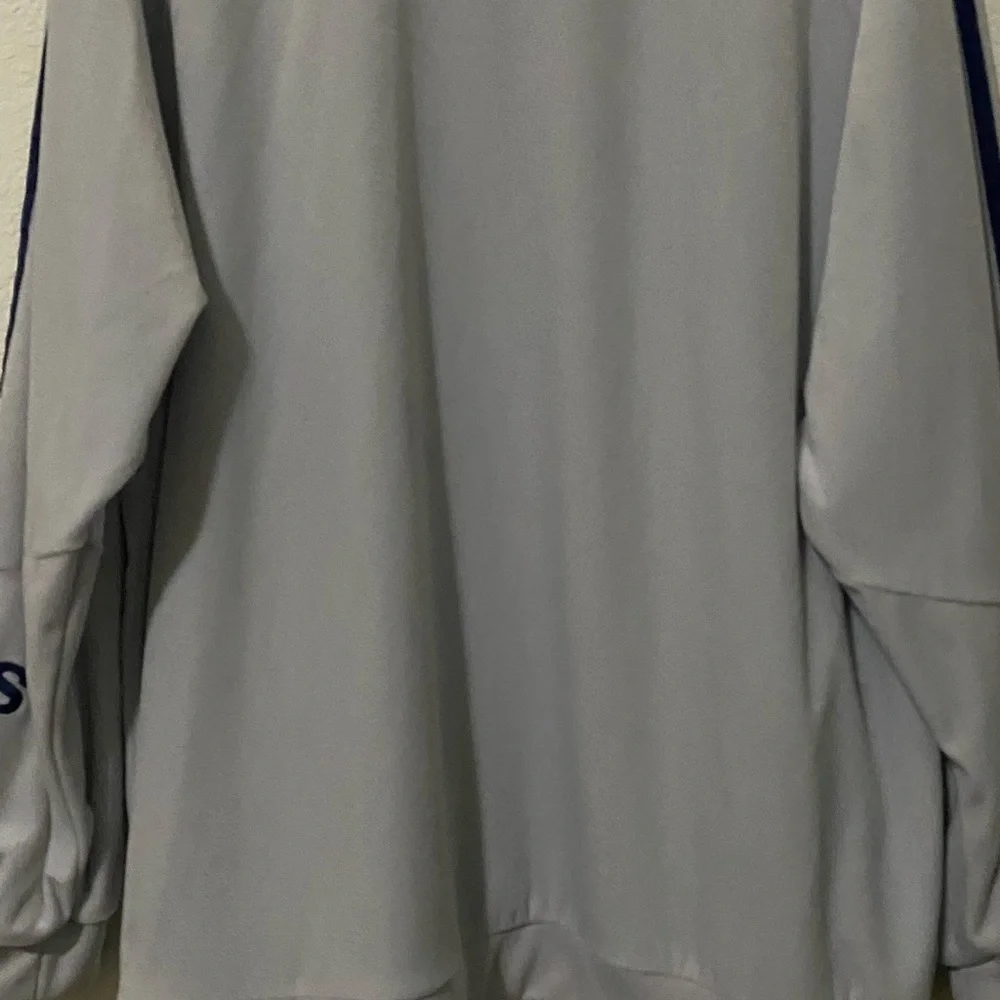 ADIDAS ORIGINALS 90’s ARCHIVE RETRO VELOUR LOGO HALF ZIP GRAY BLUE SWEATSHIRT XL